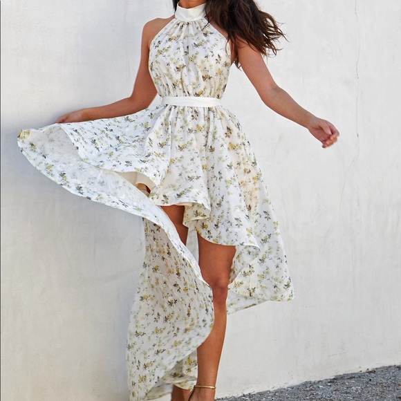 Dresses & Skirts - Worn once V. Chapman the viola high low halter dress with bow